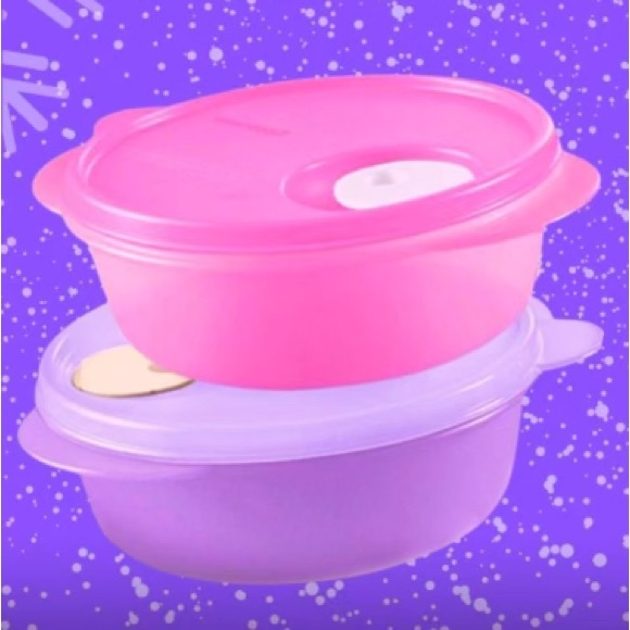 Tupperware CrystalWave Microwave Lunch Containers Set of 2 Pink & Purple - Picture 2 of 4
